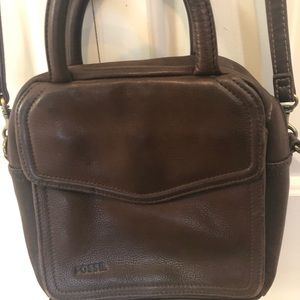 Fossil brown leather handbag